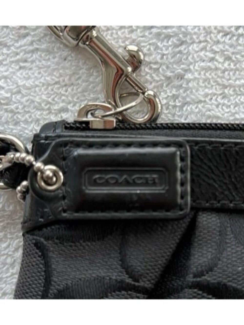 Coach Signature Pleated Wristlet (model F47206) in black - Picture 6 of 6